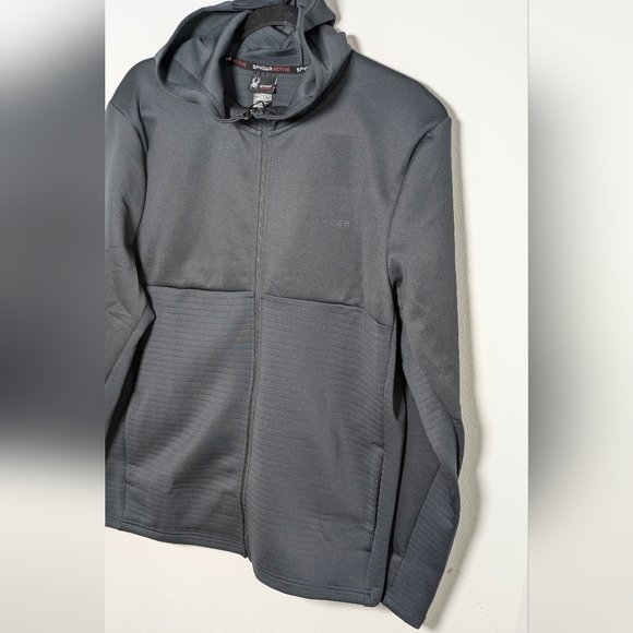 Spyder New Men's Full Zip Hoodie Sweater Gray Size M Pockets Stretchy Activewear - Picture 5 of 12